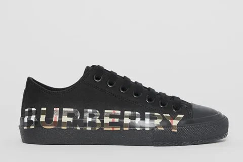 Burberry Check Gabardine Sneakers Zwart