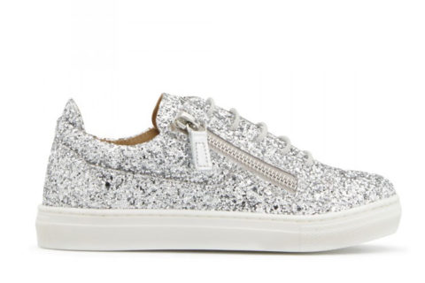 Giuseppe Zanotti ceryl glitter kinder sneakers zilver/wit