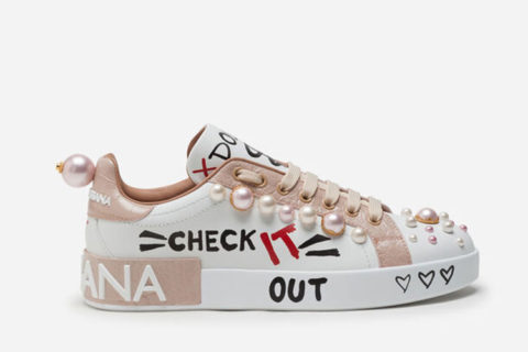 Dolce & Gabbana Portofino Sneakers Wit-Roze Dolce & Gabbana Portofino Sneakers Wit-Roze
