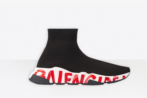 Balenciaga Speed Trainers Graffiti Zwart-Rood