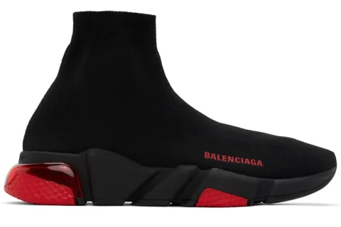 Balenciaga Speed Trainer Clear Sole Zwart/Rood
