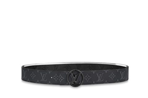 Louis Vuitton Circle 40mm Reversible Riem Zwart Louis Vuitton Circle 40mm Reversible Riem Zwart