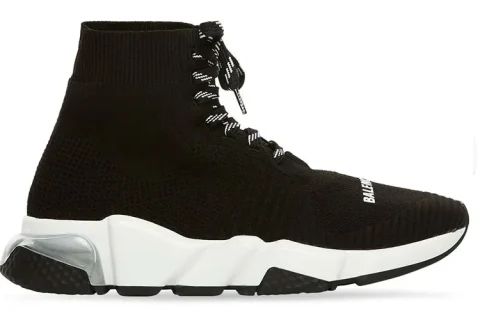 Balenciaga Speed Trainers Lace Up Clear Sole Zwart/Wit