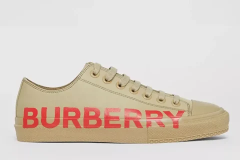 Burberry Check Logo Print Beige-Rood