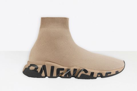 Balenciaga speed graffiti dames sneakers beige/zwart