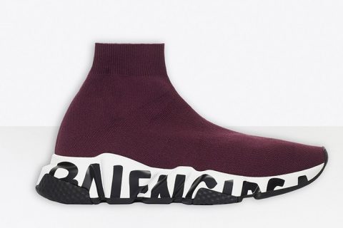 Balenciaga speed graffiti dames sneakers donkerrood