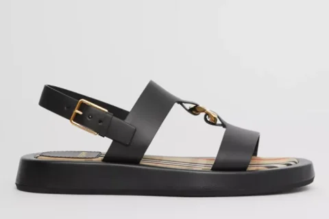 Burberry Lederen Sandalen Zwart-Bruin