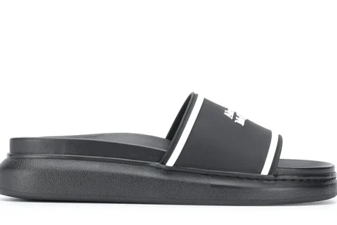 Alexander McQueen Hybride Signature Slippers Zwart-Wit