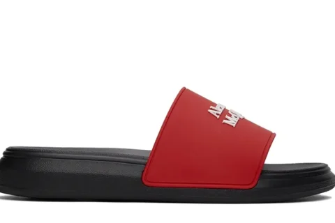 Alexander McQueen Pool Slippers Zwart-Rood