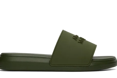 Alexander McQueen Pool Slippers Forest Green
