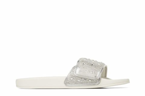 Jimmy Choo Fitz Slippers Wit-Zilver Jimmy Choo Fitz Slippers Wit-Zilver