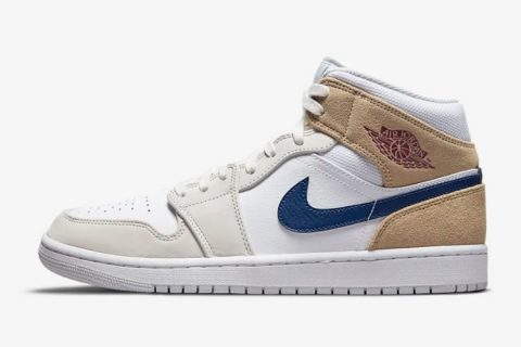 Nike Air Jordan 1 Mid Sneakers Wit-Beige