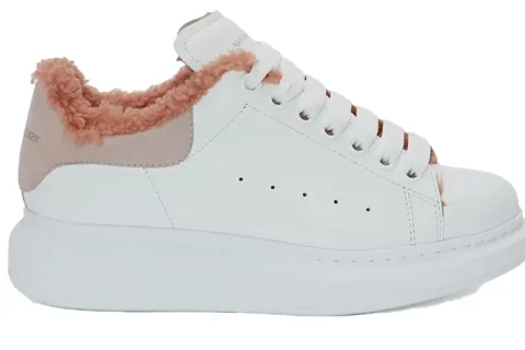 Alexander McQueen Oversized Bont Sneakers Wit-Roze