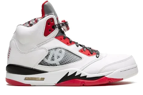 Nike Air Jordan 5 Retro Q54 Sneakers Wit-Rood