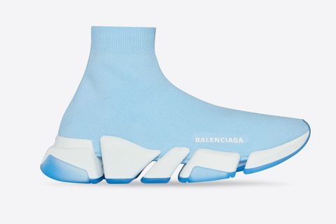 Balenciaga Speed Trainers 2.0 Clear Sole Sneakers Blauw
