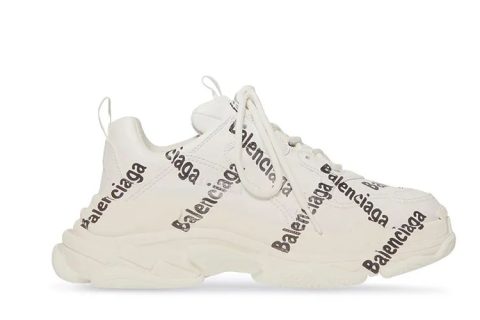 Balenciaga Triple S Logotype Wit-Zwart