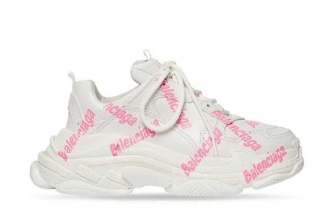 Balenciaga Triple S Logotype Wit-Roze