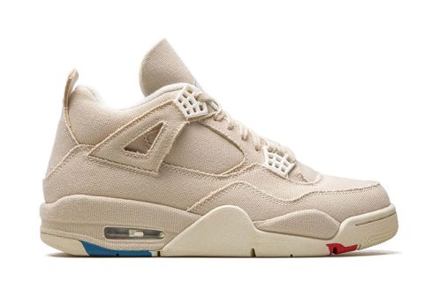 Nike Air Jordan 4 Retro Canvas Sneakers Lichtbeige