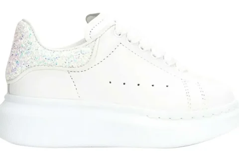 Alexander McQueen Oversized Kinder Sneakers Wit-Glitter Alexander McQueen Oversized Kinder Sneakers Wit-Glitter