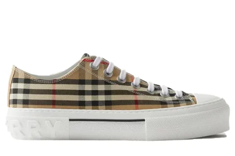 Burberry Check Cotton Sneakers Beige-Wit