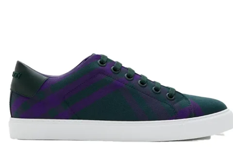 Burberry Check Cotton Sneakers Donkerpaars
