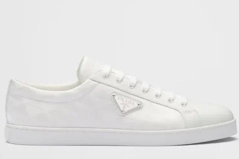 Prada Lederen Re-Nylon Sneakers Wit