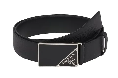 Prada Saffiano Lederen Riem Zwart Prada Saffiano Lederen Riem Zwart
