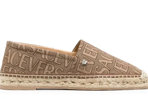 Versace Allover Espadrille Instapper Beige