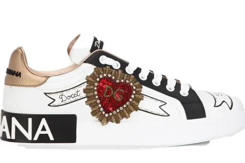 Dolce & Gabbana Portofino Sneakers Wit-Zwart