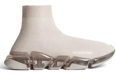 Balenciaga Speed Trainers 2.0 Full Clear Sole Recycled Knit Beige