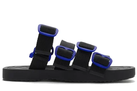 Burberry Nylon Strap Sandalen Zwart-Blauw Burberry Nylon Strap Sandalen Zwart-Blauw