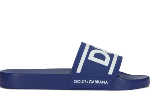 Dolce & Gabbana DG-Logo Slippers Blauw-Wit