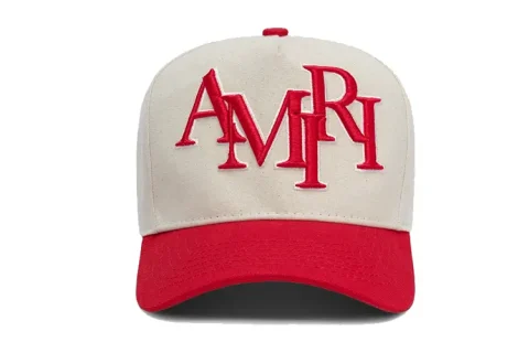 Amiri Staggered Canvas Honkbalpet Beige-Rood