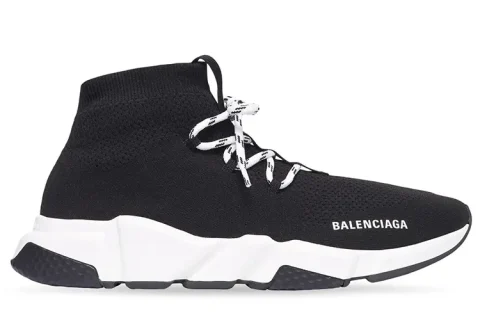 Balenciaga Speed Lace Up Sneakers Zwart-Wit