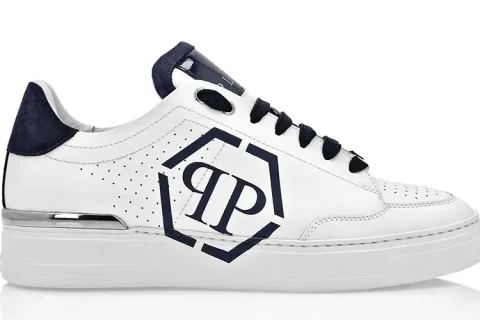 Philipp Plein Hexagon Lo-Top Sneakers Wit-Donkerblauw