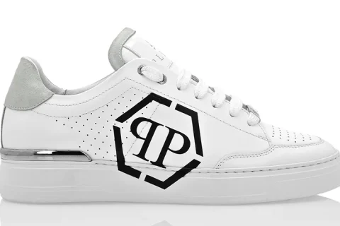Philipp Plein Hexagon Lo-Top Sneakers Wit-Lichtgrijs