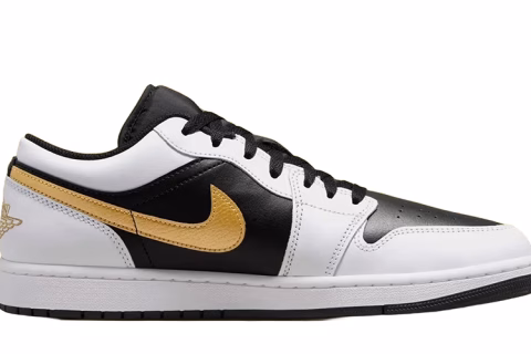 Nike Air Jordan 1 Low ''Metallic Gold Swoosh'' Sneakers