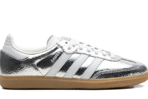 Adidas Samba OG Sneakers Silver Metallic Cracked Leather