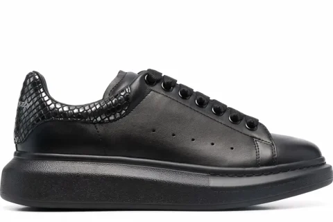 Alexander McQueen Oversized Sneakers Black Snakeskin Effect