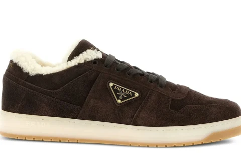 Prada Downtown Suède Sneakers Chocoladebruin