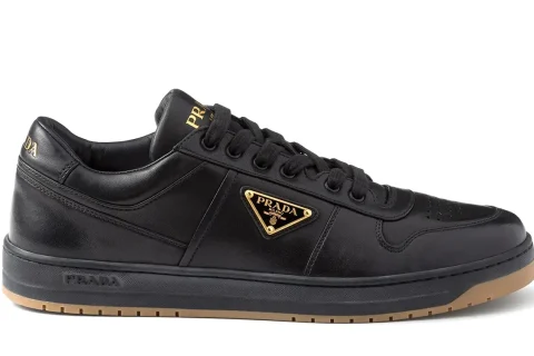 Prada Downtown Lederen Sneakers Zwart-Gum