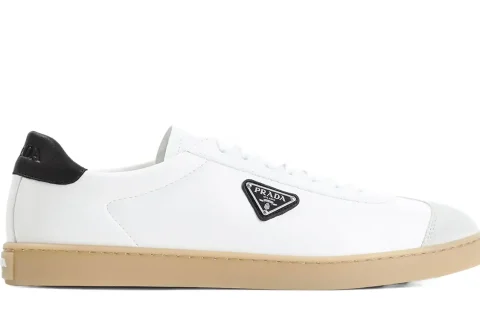 Prada Lane Leder Sneaker Wit-Zwart