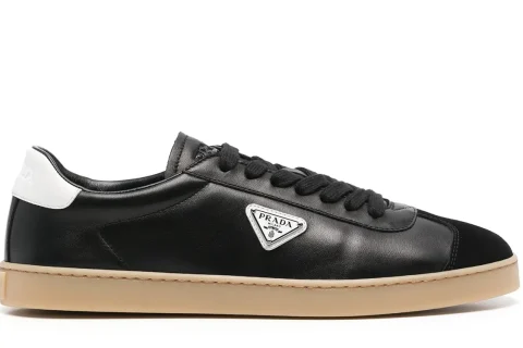 Prada Lane Leder Sneaker Zwart-Wit