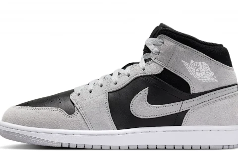 Nike Air Jordan 1 Mid "Light Smoke Grey Zwart Wit" Heren schoenen