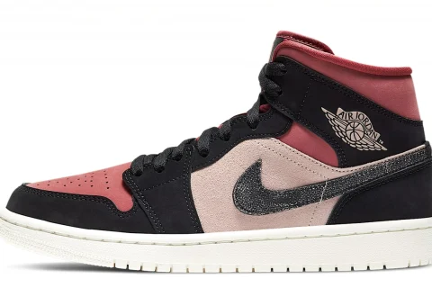 Nike Air Jordan 1 Mid "Particle Beige Canyon Rust Sail Zwart" Dames schoenen