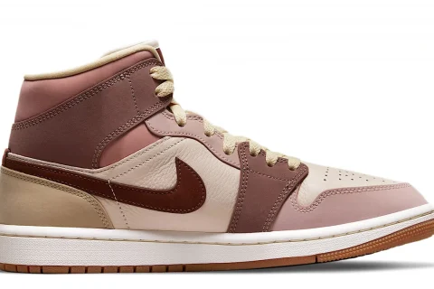 Nike Air Jordan 1 Mid SE "Barely Orange Pale Ivory Smokey Mauve Dark Pony" Dames schoenen