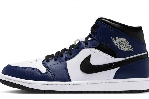 Nike Air Jordan 1 Mid "Wit College Navy Tech Grey" Heren schoenen
