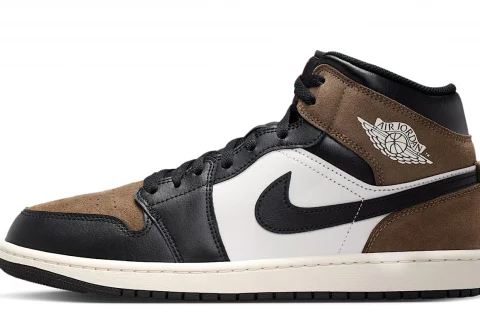 Nike Air Jordan 1 Mid "Zwart Palomino University Red Phantom" Heren schoenen