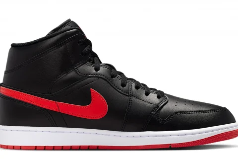 Nike Air Jordan 1 Mid "Zwart Wit University Red" Heren schoenen
