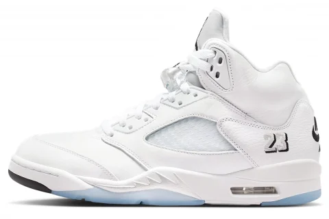 Nike Air Jordan 5 Retro OG 'White Metallic' "Wit Metallic Silver Zwart" Heren schoenen